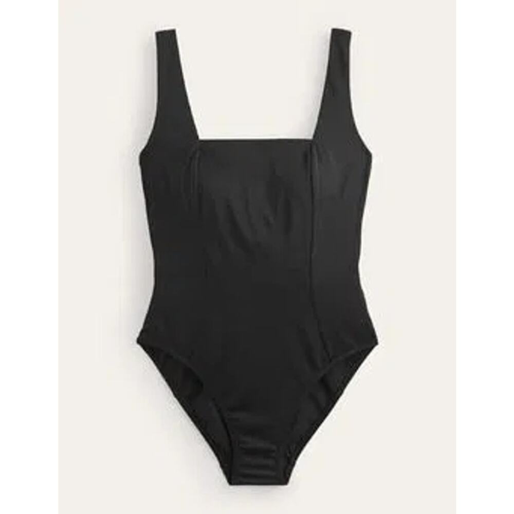 BODEN Square-Neck Panelled Swimsuit one piece black US sz 8 SW26 - Picture 5 of 8